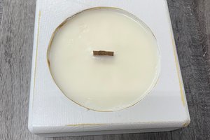 White Wooden Cheese Mold Hand Poured Wooden Wick Soy Wax Candle