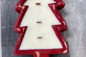 Vanilla Cream Christmas Tree Dough Bowl Wood Wick Soy Wax Candle