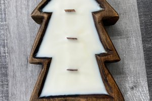 Vanilla Cream Christmas Tree Dough Bowl Wood Wick Soy Wax Candle