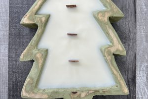 Vanilla Cream Christmas Tree Dough Bowl Wood Wick Soy Wax Candle