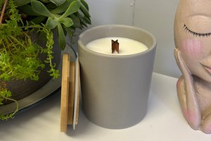 12oz Lava Ceramic Hand Poured Wooden X Wick Coconut Soy Wax Candle