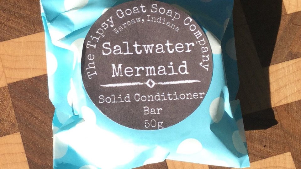 Saltwater Mermaid Solid Hair Conditioner Bar with Argan Oil, Mango Butter, Tucuma Butter, and Silk Protein