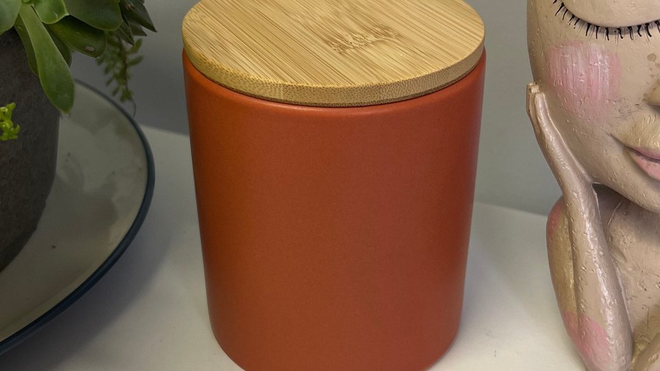 12oz Orange Patchoili Ceramic Hand Poured Wooden X Wick Coconut Soy Wax Candle