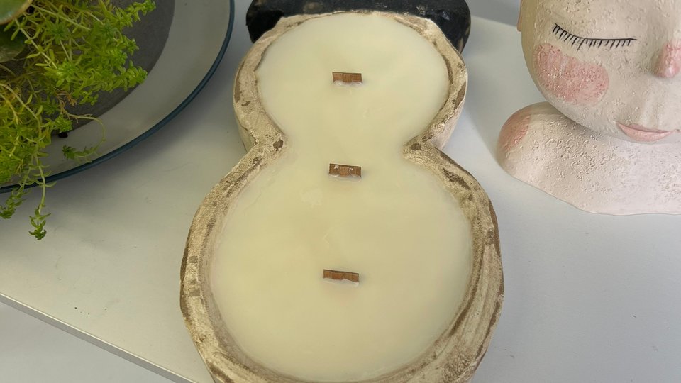 Vanilla Cream Snowman Dough Bowl Wood Wick Coconut Soy Wax Candle