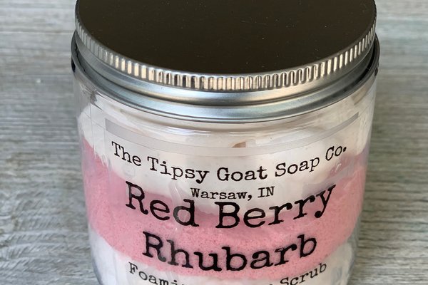 Red Berry Rhubarb Foaming Sugar Scrub | Sugar Whipped Soap