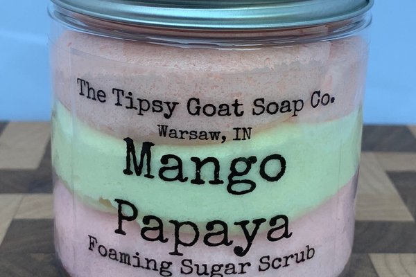 Mango Papaya Foaming Sugar Scrub | Sugar Whipped Soap