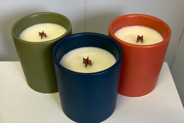 12oz Lava Ceramic Hand Poured Wooden X Wick Coconut Soy Wax Candle